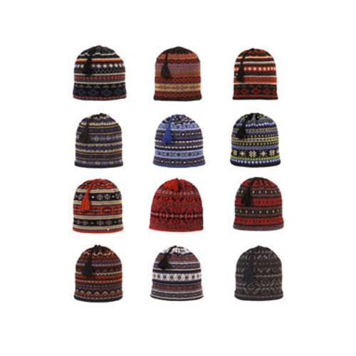 Turtle Fur Knit Hat with Tassel - Mens