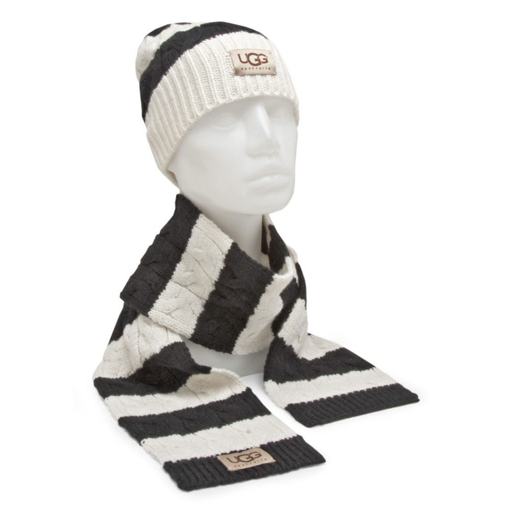 UGG Stripe Cable Boxed Hat and Scarf Set - Womens 2010