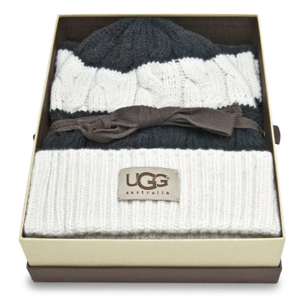 UGG Stripe Cable Boxed Hat and Scarf Set - Womens 2010