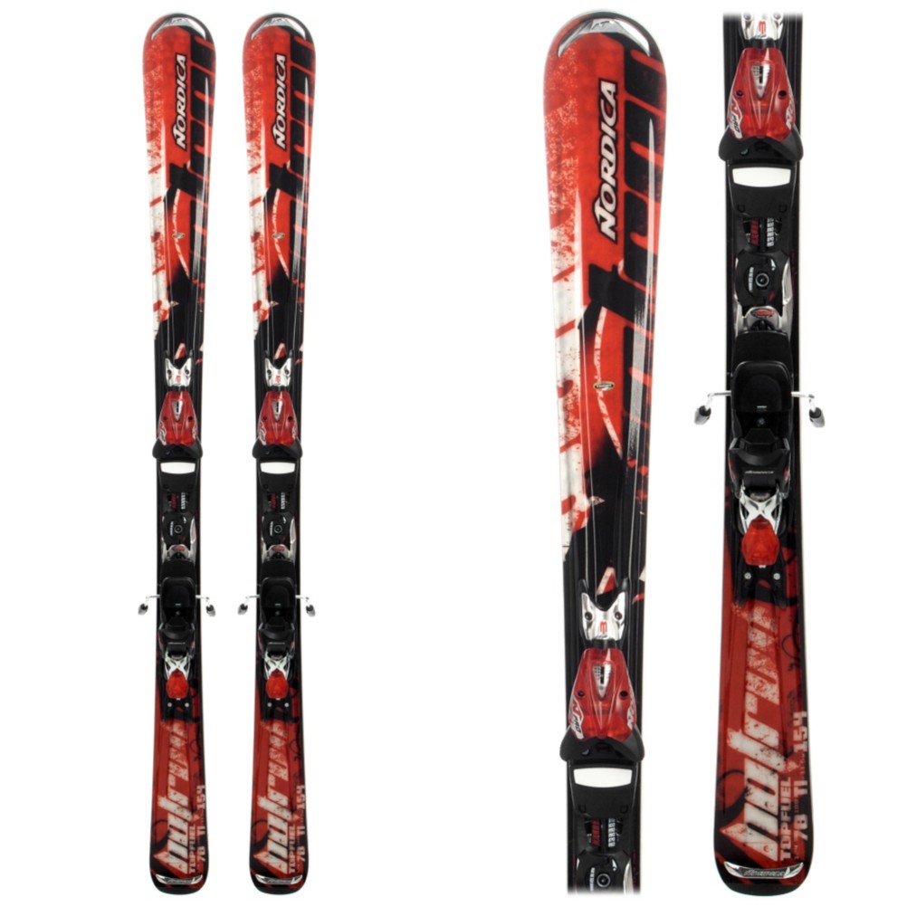 Nordica Top Fuel Skis with Black/Red Pro Wide Brake Bindings 2009